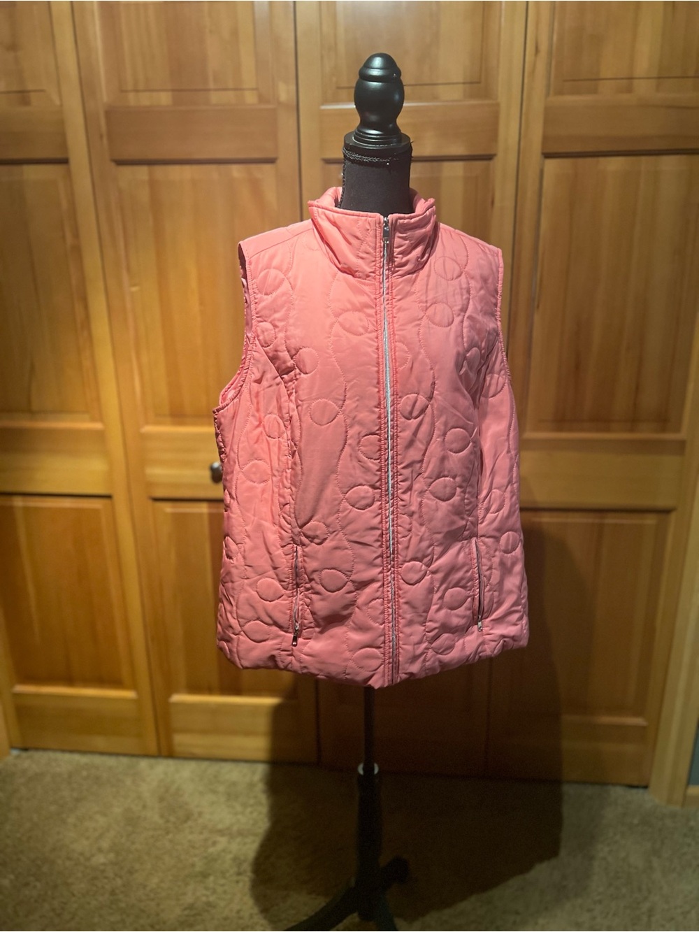 CJ Banks Quilted Peachy Pink Zip-Front Women's Vest - Sz 2X